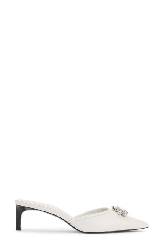 Shop Karl Lagerfeld Paris Sosie Crystal Pointed Toe Pump In Soft White