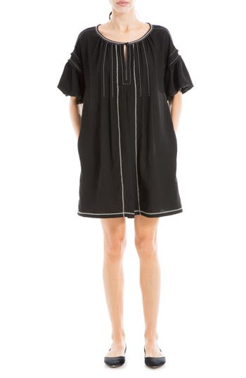 Max Studio Bubble Sleeve Mini Dress In Black-black