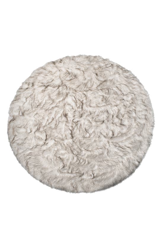 Luxe Arlington Circular Faux Fur Rug In Gradient Chocolate