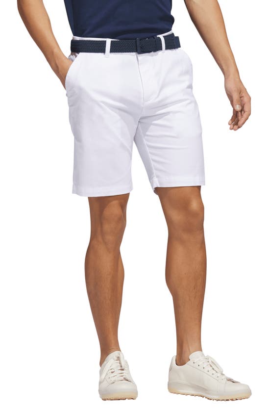 Adidas Golf Go-to Flat Front Stretch Twill Golf Shorts In White