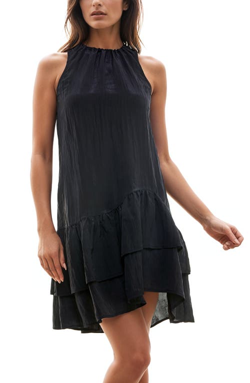 Shop Socialite Tiered Asymmetric Sleeveless Midi Dress In Black