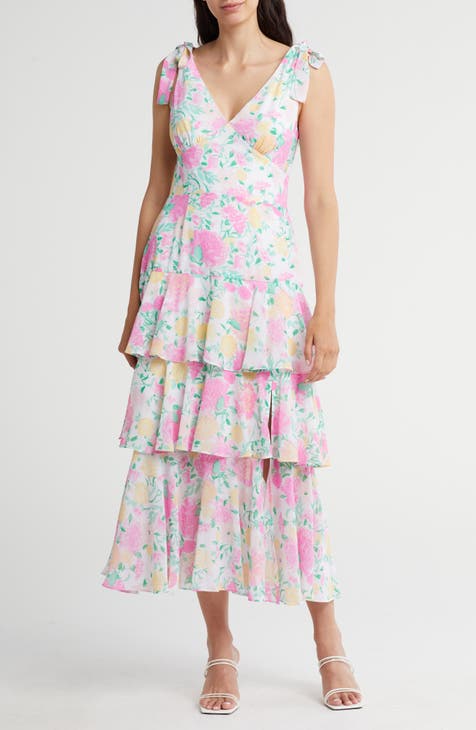 Floral Tiered Tie Strap Midi Dress