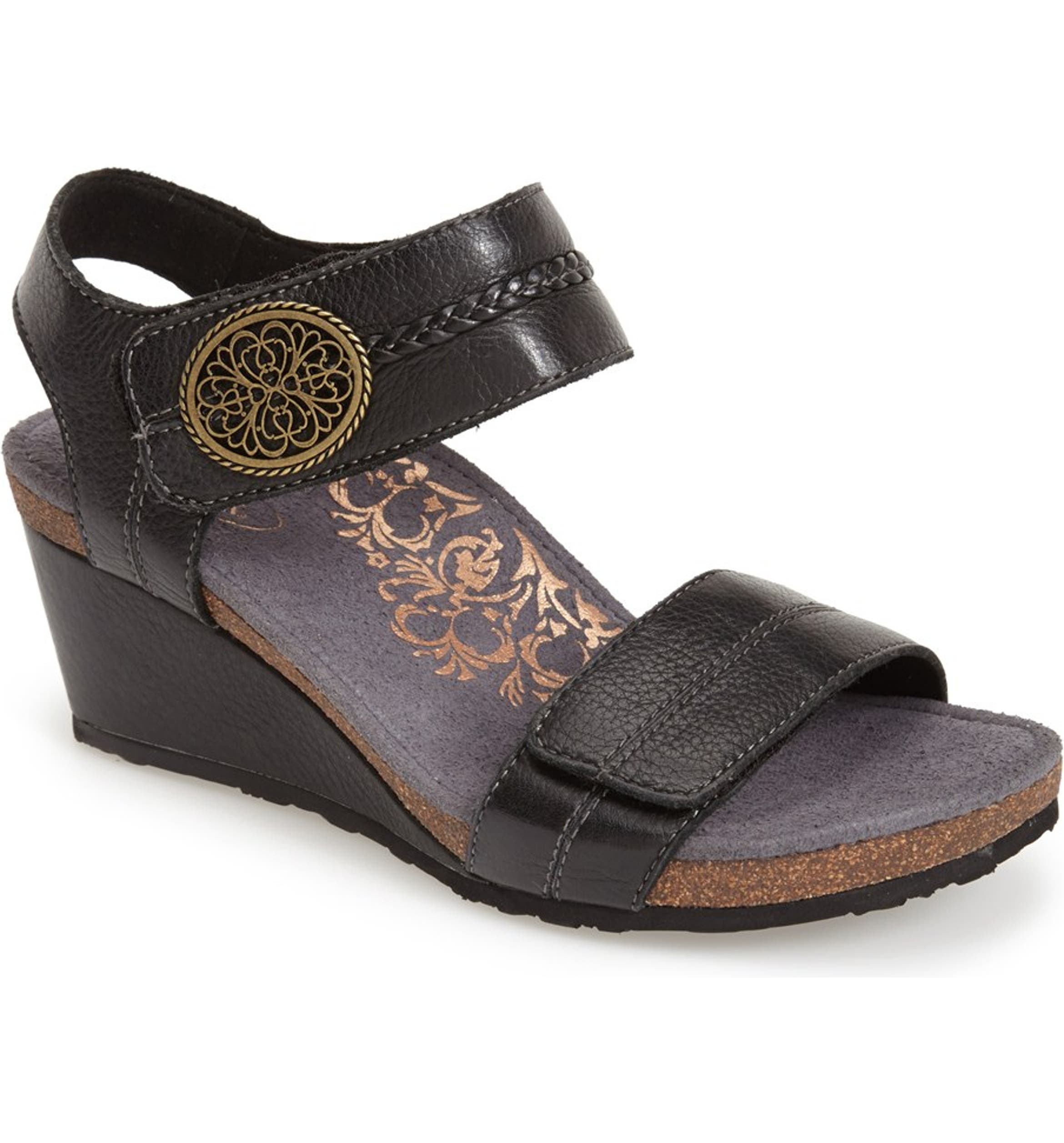 Aetrex 'Arielle' Leather Wedge Sandal (Women) | Nordstrom