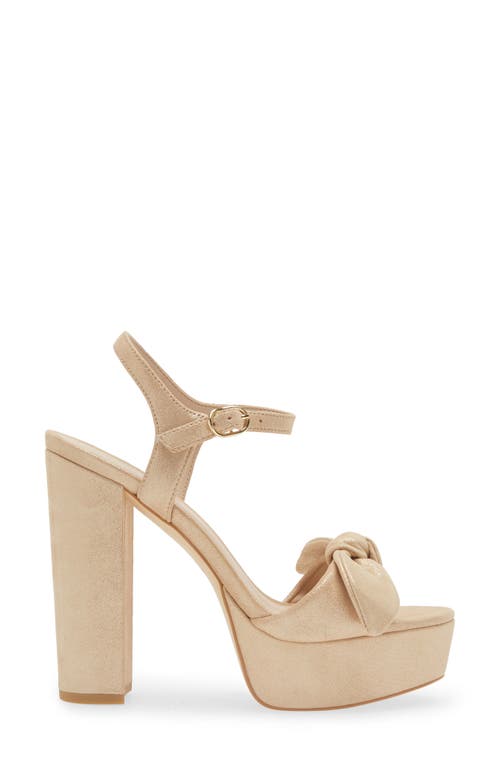 Stuart Weitzman Knot Platform Ankle Strap Sandal In Platino