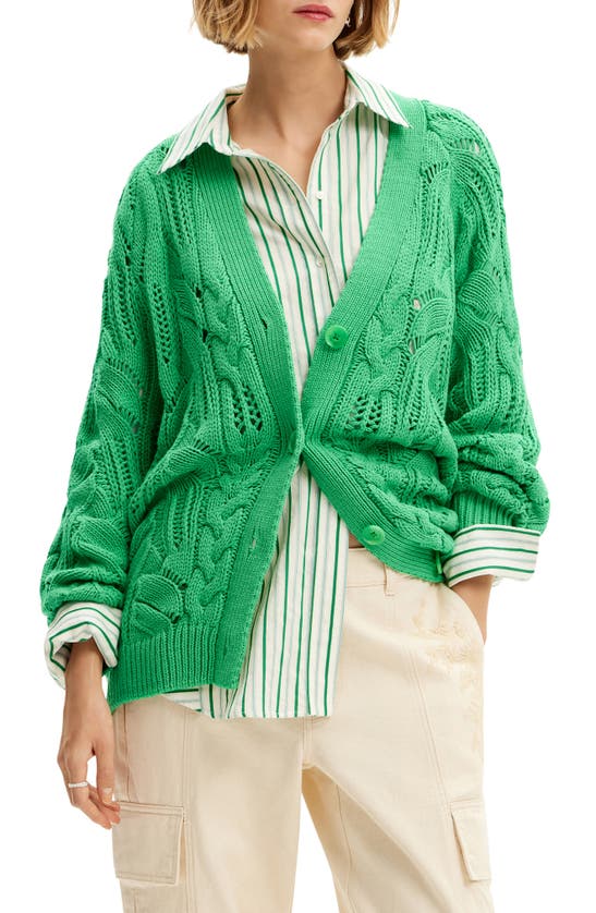 Shop Desigual Janis Cardigan In Green