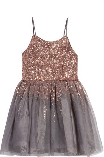 Zunie Kids' Sequin Reverse Border Skirt Dress | Nordstrom
