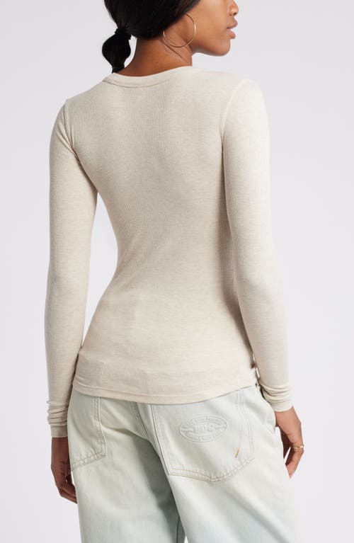 Bp. Ribbed Long Sleeve T-shirt In Beige Oatmeal Light Heather