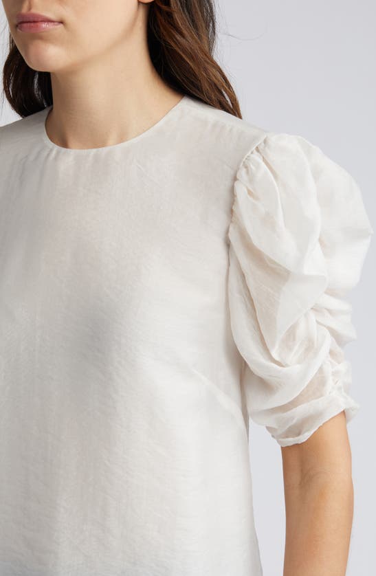 Shop Ted Baker Sachiko Ruched Elbow Sleeve Top In Ivory