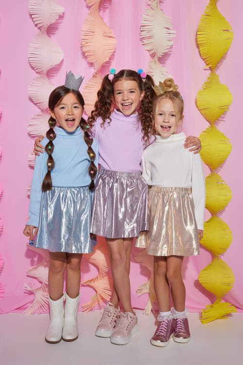 Bisby Kids' Metallic Circle Skort In Icicle Metallic