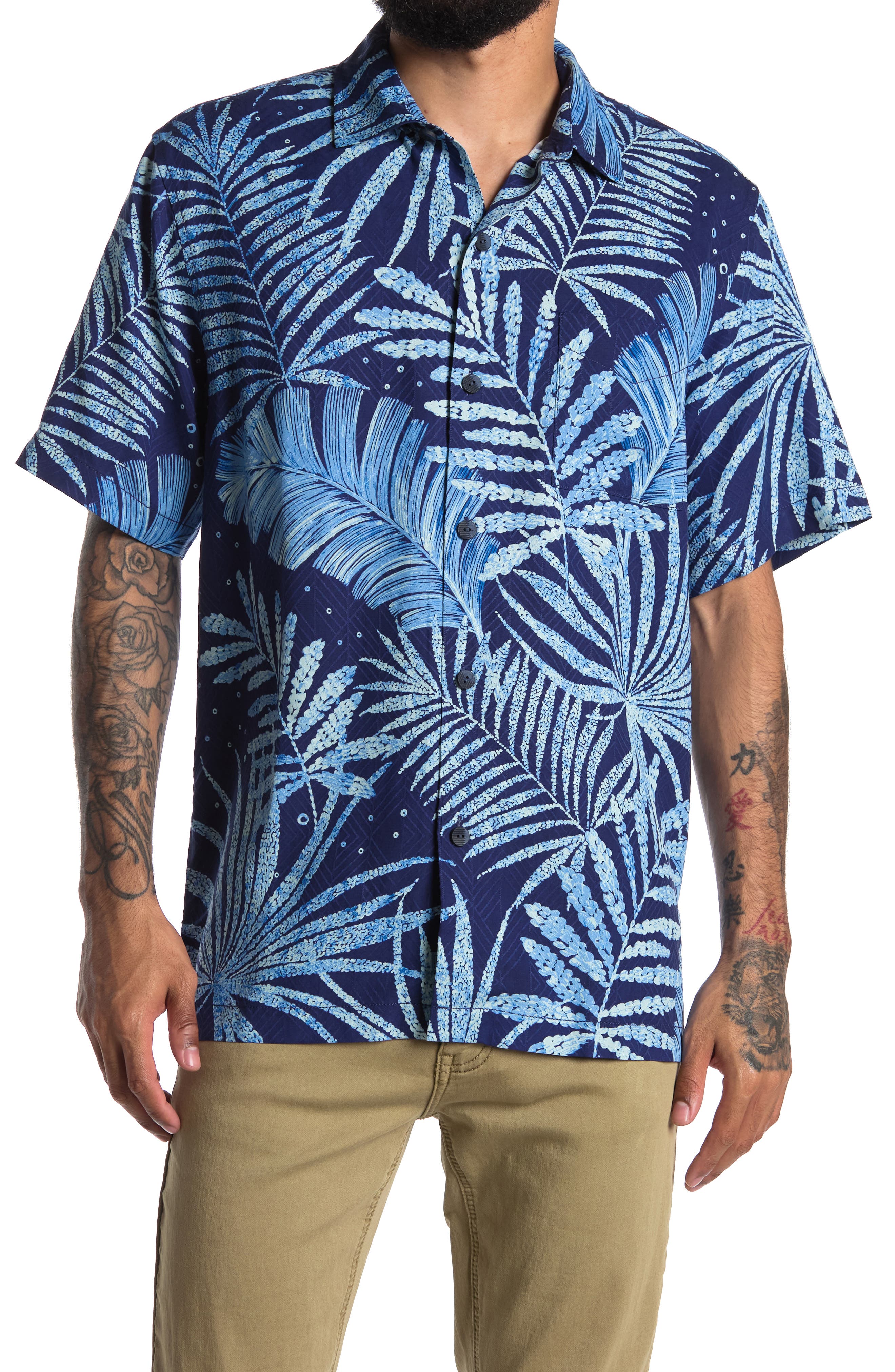 Tommy Bahama Tropical-print Silk Shirt in Blue for Men