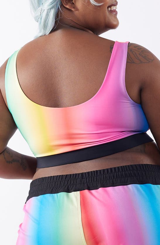 Tomboyx Reversible Sport Bikini Top In Melting Rainbow