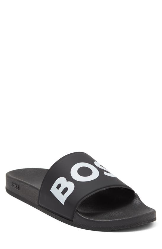 Hugo Boss Sean Slide Sandal In Black And White