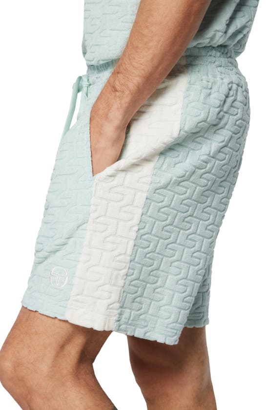 Shop Sergio Tacchini Livata Monogram Terry Cloth Shorts In Surf Spray