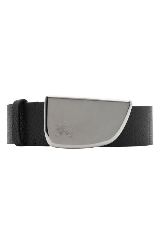 Shop Burberry Ekd Shield Buckle Leather Belt In Black