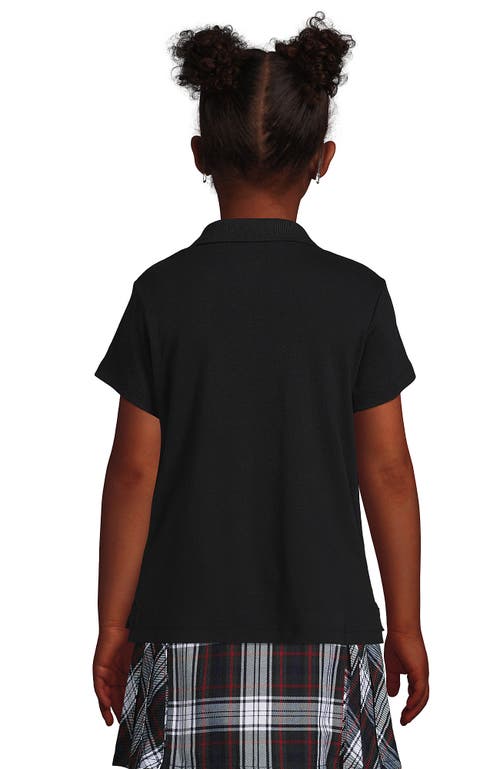 Shop Lands' End School Uniform Girls Short Sleeve Feminine Fit Interlock Polo Shirt In Black