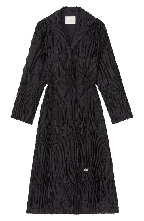 Shop Lafayette 148 New York Wood Grooves Clipped Jacquard Longline Wrap Coat In Black