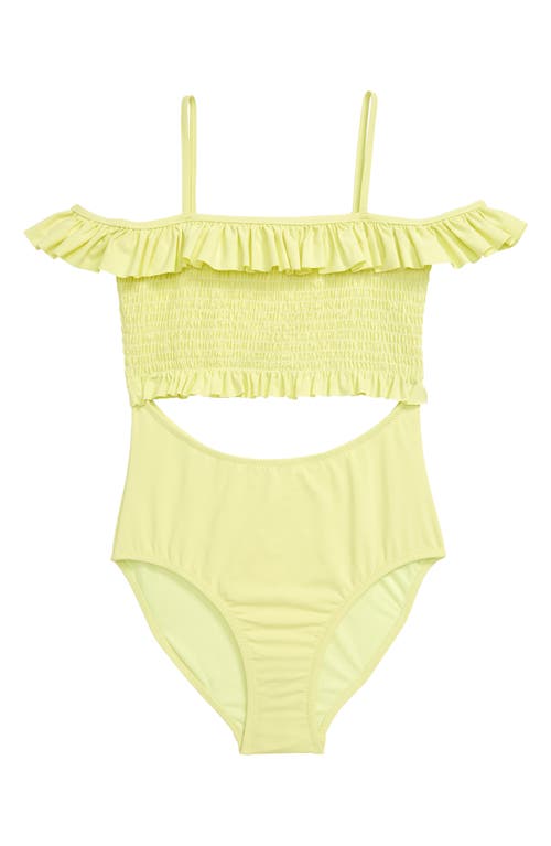 Habitual Girl Habitual Smocked Cutout One-Piece Swimsuit in Yellow 