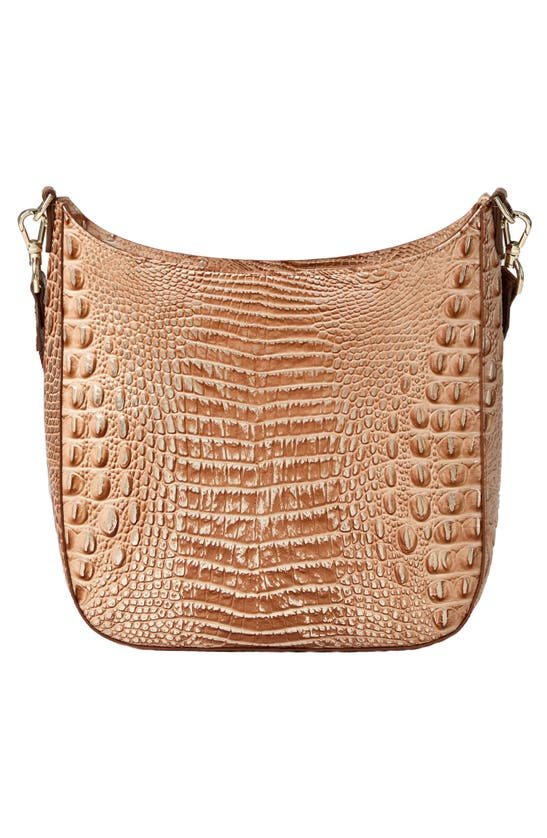 Shop Brahmin Leia Croc Embossed Leather Crossbody Bag In Honey Brown