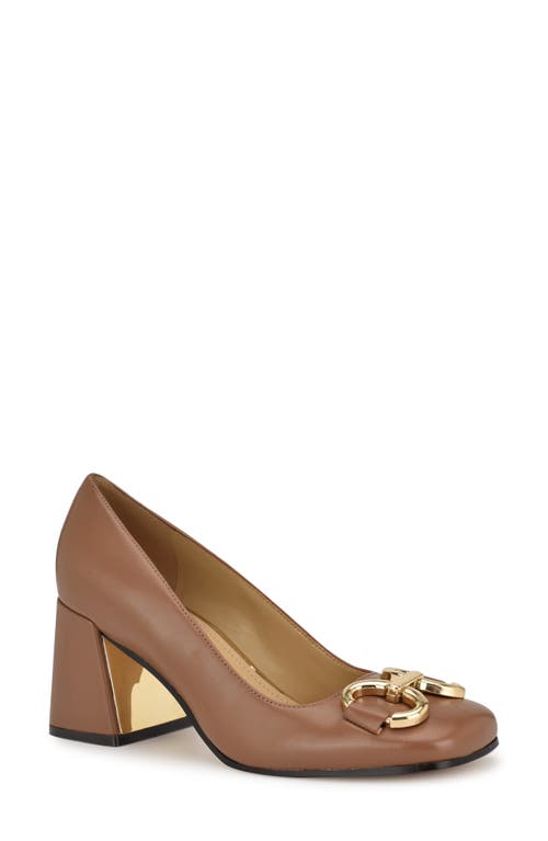 Shop Nine West Caven Square Toe Pump In Light Brown