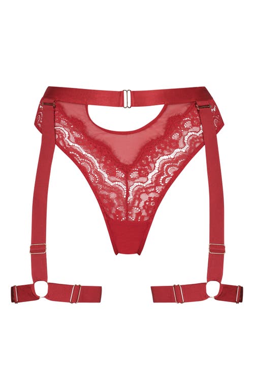 Hunkemöller Aurelia High Waist Thong with Garter Straps in Tango Red at Nordstrom, Size X-Small