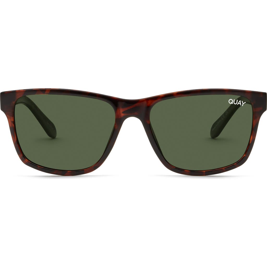 Shop Quay Australia On Tour 43mm Square Polarized Sunglasses In Tortoise Gold/green Polarized