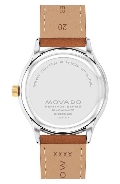 Shop Movado Heritage Calendoplan Leather Strap Watch, 40mm In Brown