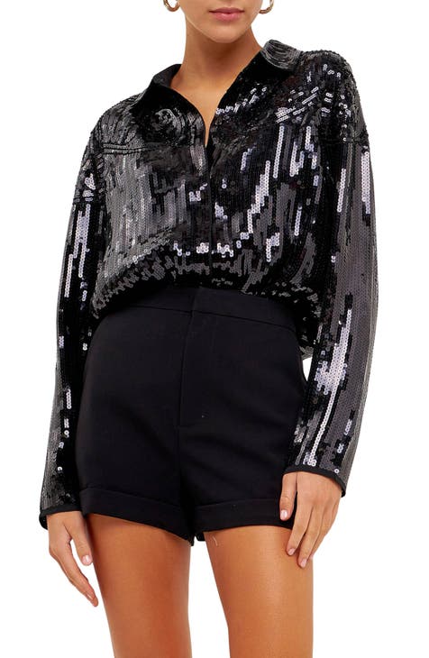ASOS DESIGN Hourglass plunge top with crystal bar in black