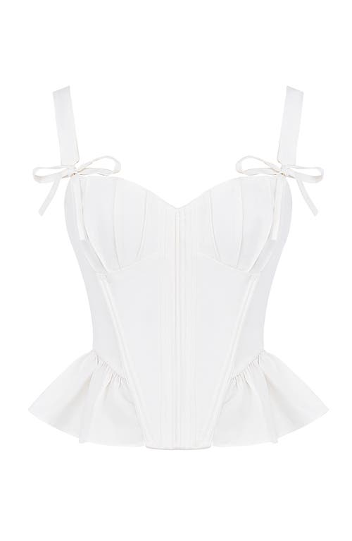 House Of Cb Gigou Bow Strap Peplum Corset Top In White