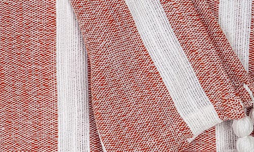 Parkland Collection Nara Stripe Tassel Throw Blanket In Rust