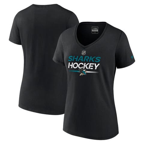 Fanatics NHL Women's San Jose Sharks Team Black V-Neck T-Shirt, Medium
