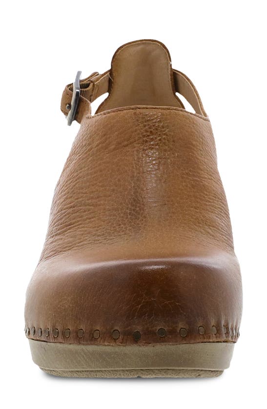 Shop Dansko Sassy Cutout Clog In Tan Milled Burnished