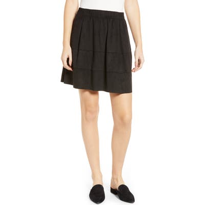 Noisy May Lauren Faux Suede Miniskirt, Black