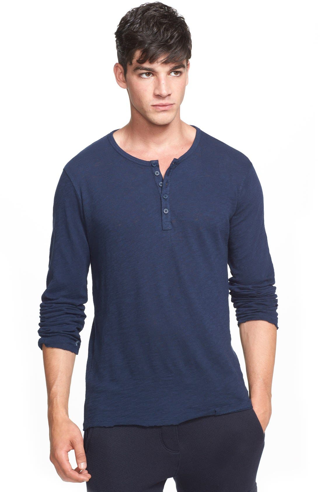 ATM Anthony Thomas Melillo Raw Edge Henley in Black