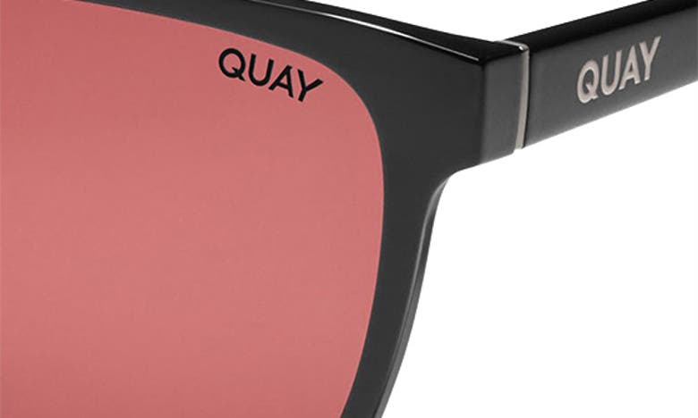 Shop Quay Unplugged 45mm Polarized Square Sunglasses In Black / Ruby Polarized