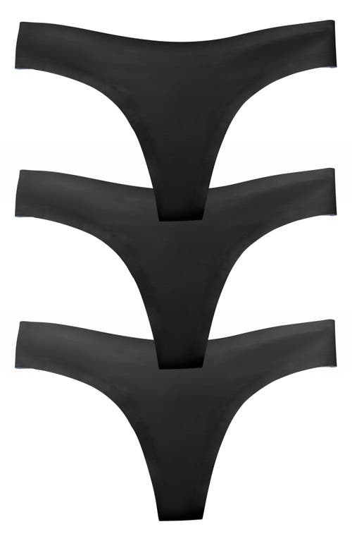 Assorted 3-Pack Thongs in Black