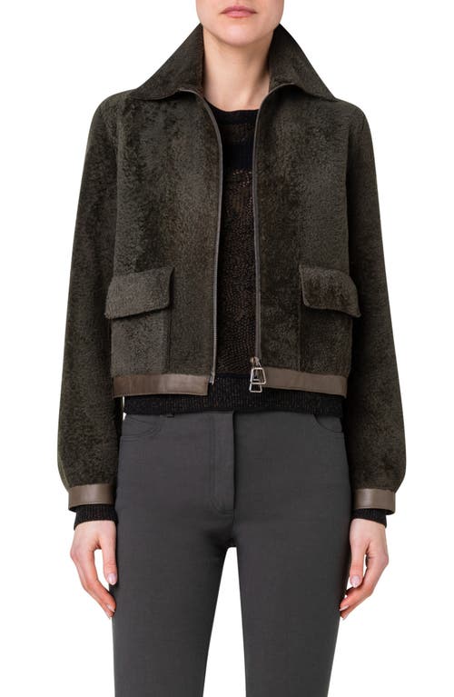 Genuine Shearling & Lambskin Leather Jacket in 058 Oregano
