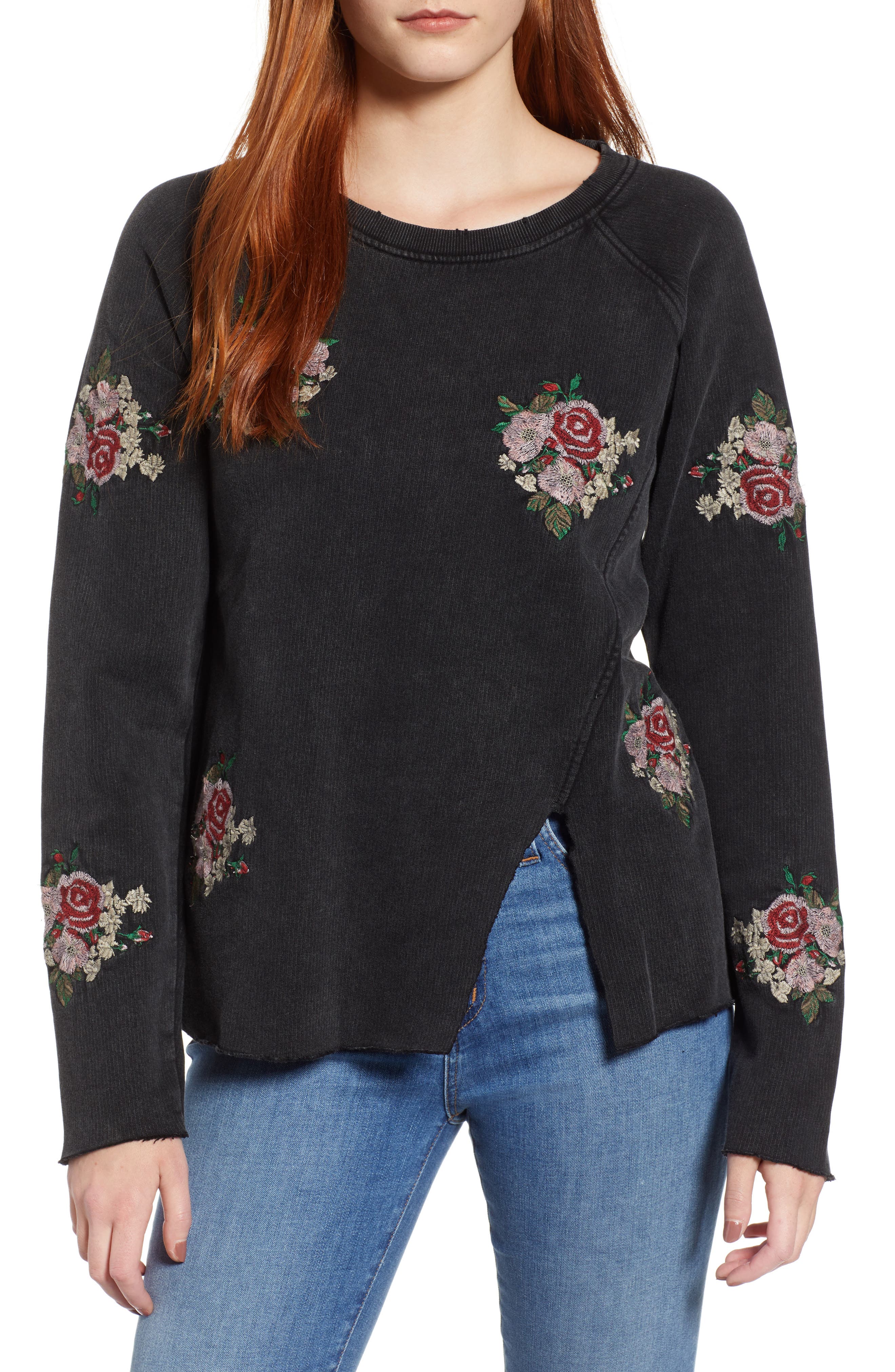 lucky brand floral embroidered jeans