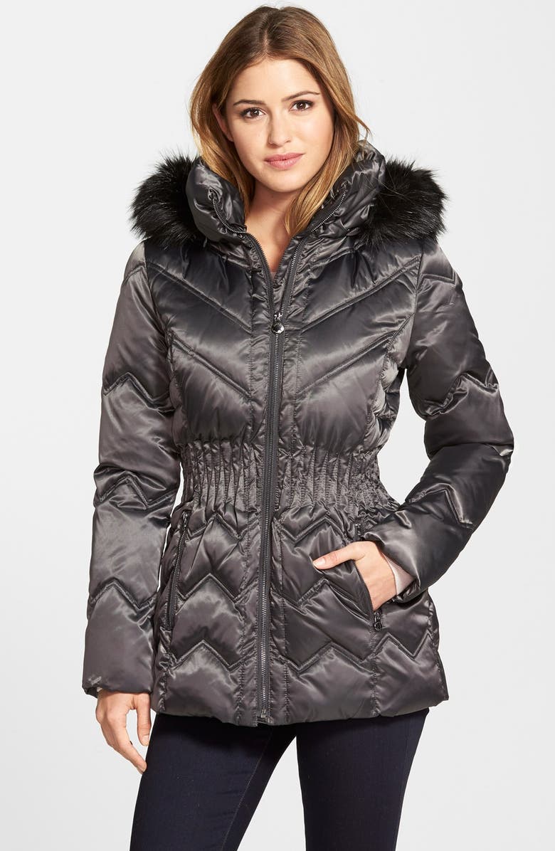 Laundry by Shelli Segal Faux Fur Trim Hooded Down & Feather Fill Jacket ...