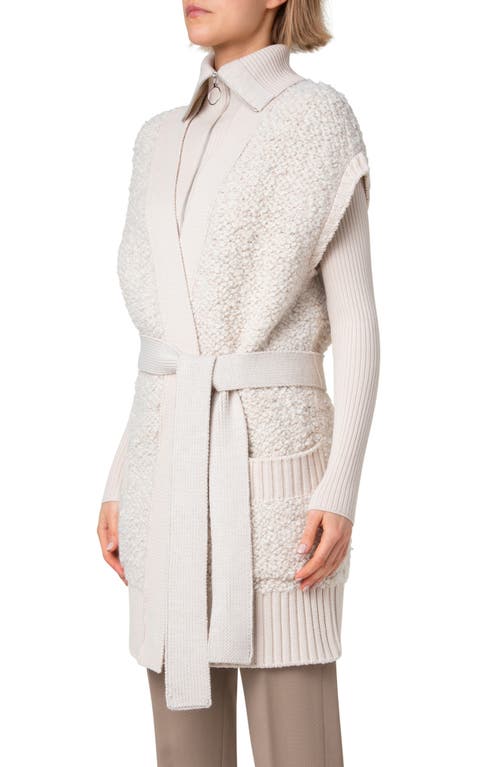 Shop Akris Punto Wool & Alpaca Bouclé Short Sleeve Long Cardigan In Cream