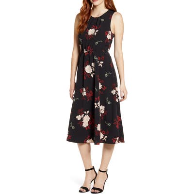 Bobeau Francis Tie Back Midi Dress, Black