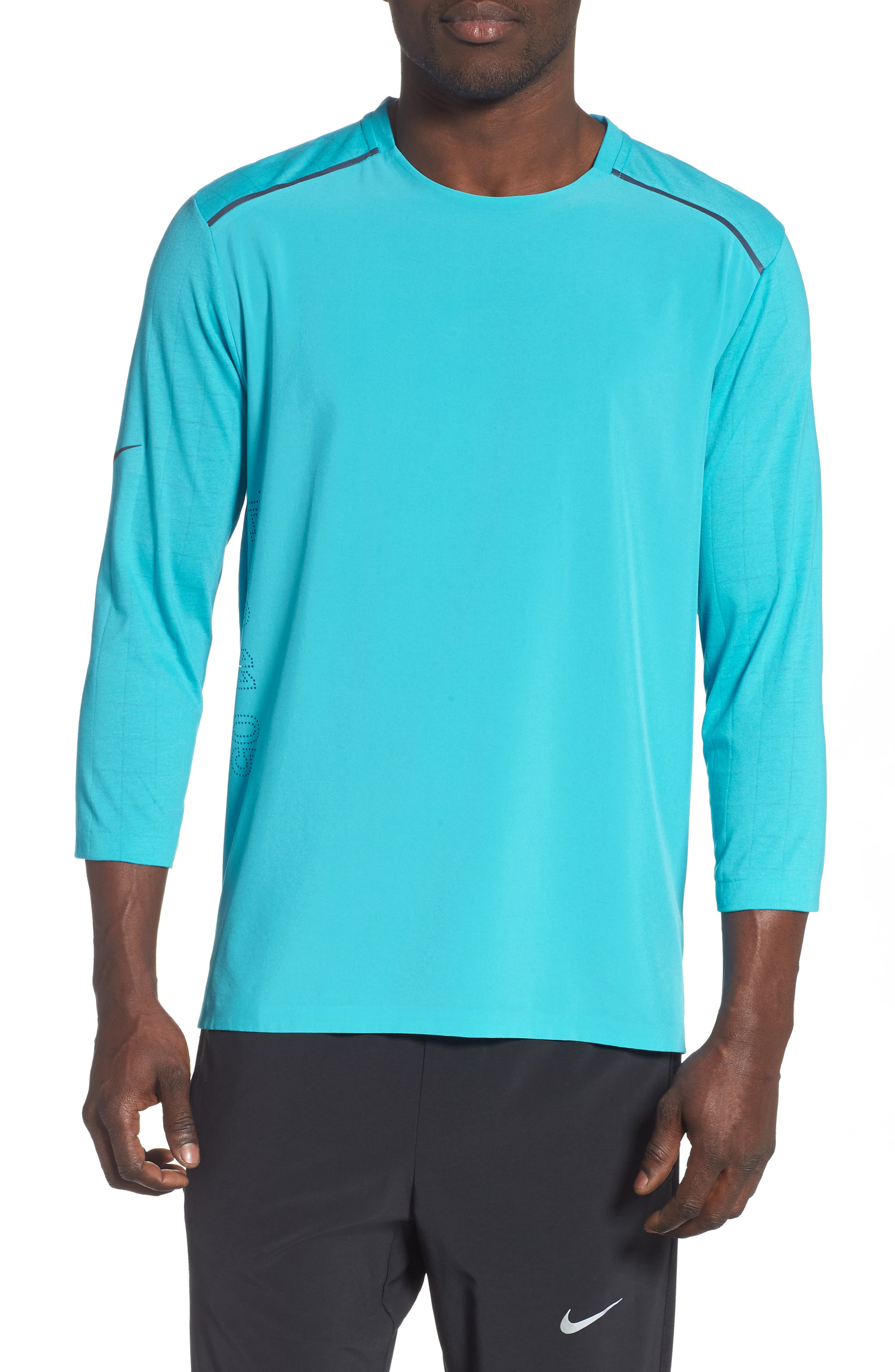 Nike Rise 365 Three Quarter Sleeve T-Shirt Blue