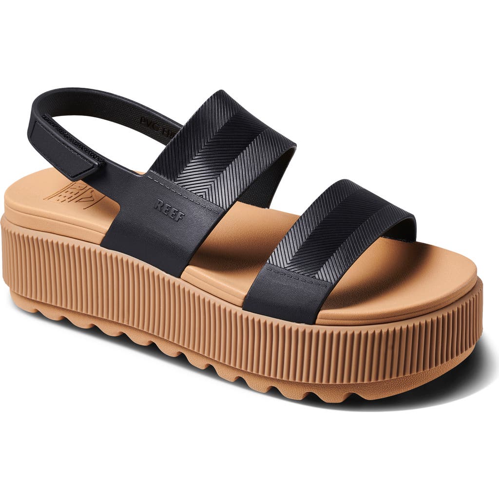 Reef Water Vista Platform Slingback Sandal In Black/tan