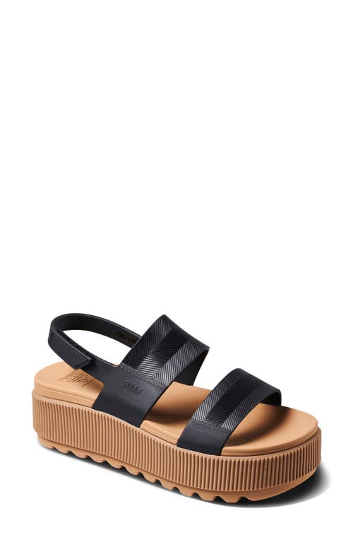 Reef Water Vista Platform Slingback Sandal In Black/tan
