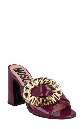 Shop Moschino Logo Chain Sandal In Raspberry