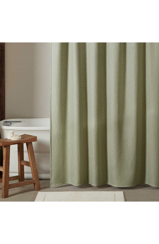 Shop Calvin Klein Waffle Weave Shower Curtain In Sage Green