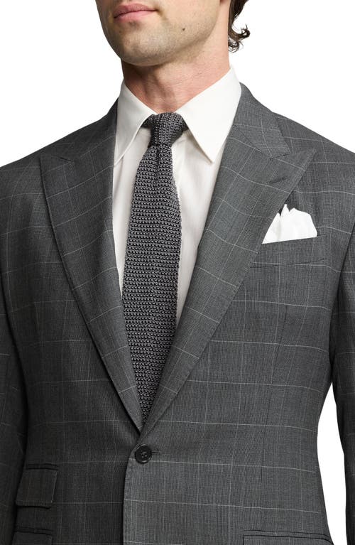 Shop Ralph Lauren Purple Label Kent Windowpane Check Wool Sharkskin Suit In Charcoal