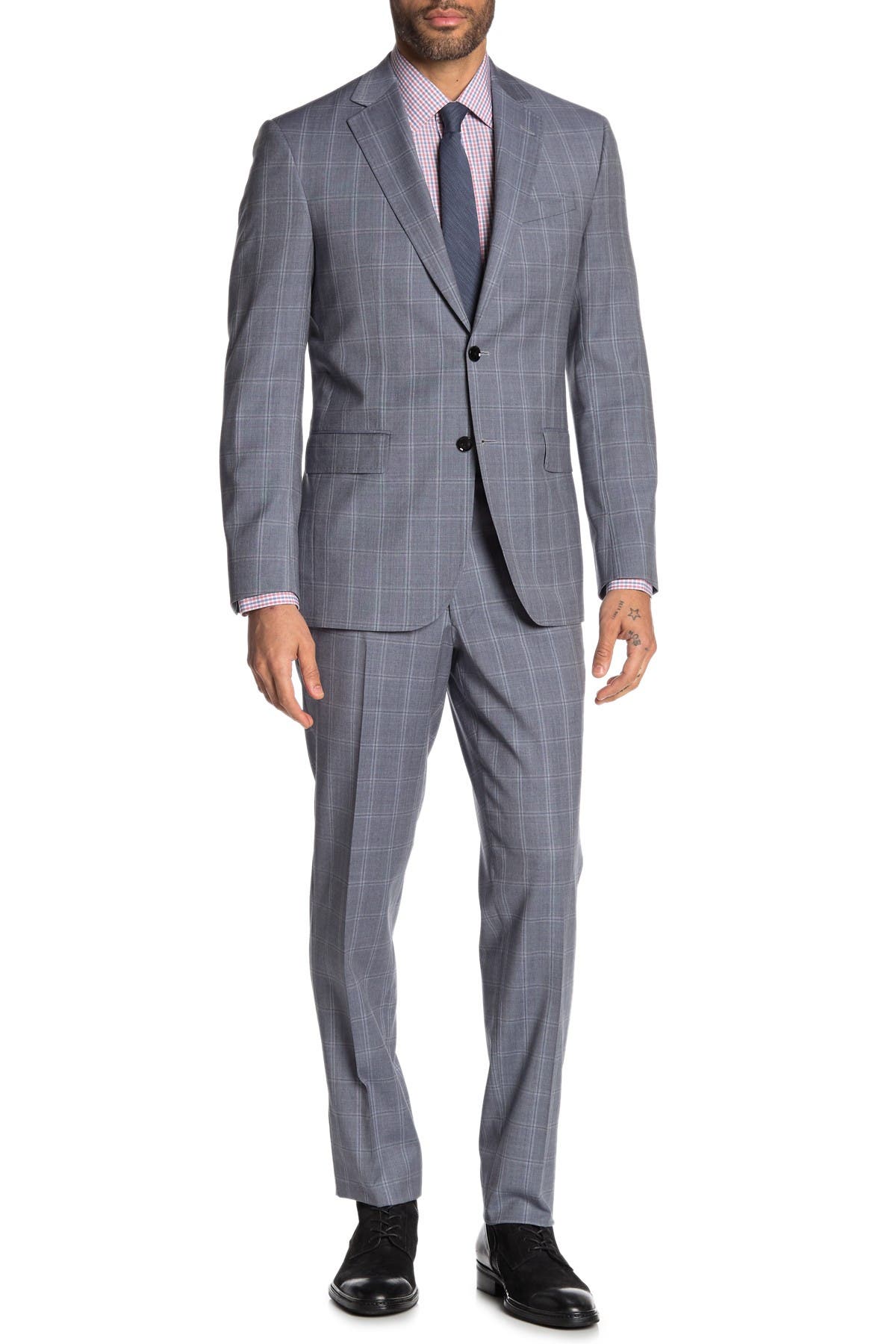 Ted Baker London | Jarrow Light Blue Plaid Two Button Notch Lapel Wool ...