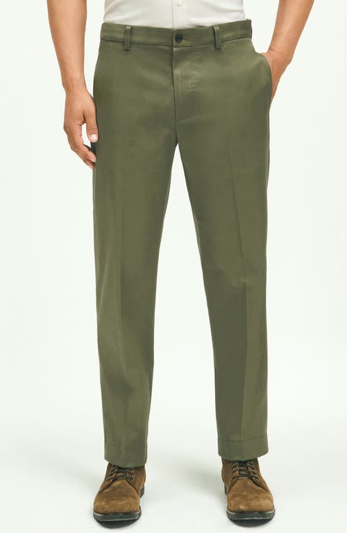 Brooks Brothers Flat Front Stretch Chinos in Ivy Green at Nordstrom, Size 30 X