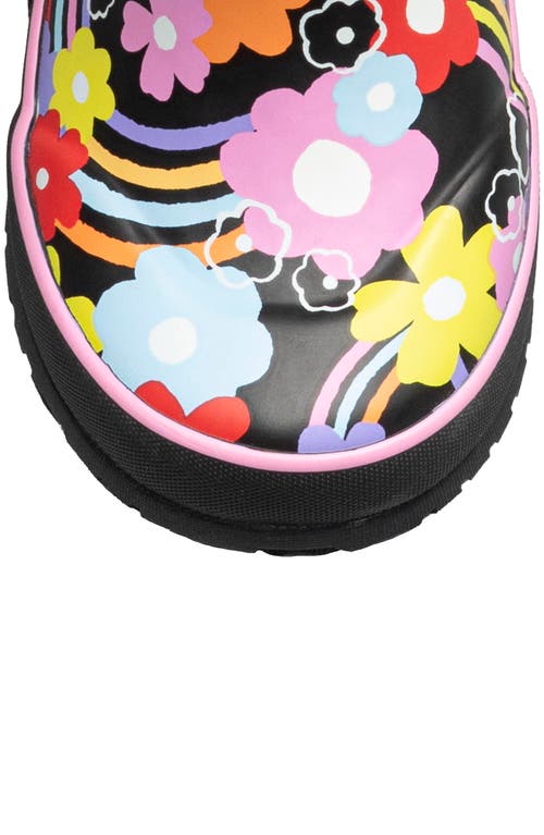 Bogs Kids' Rainbow Flower Rain Boot In Black Multi