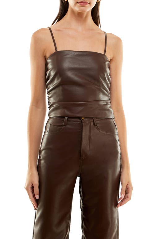 WAYF x Jourdan Sloane Rodeo Drive Faux Leather Crop Tank in Espresso at Nordstrom, Size Medium